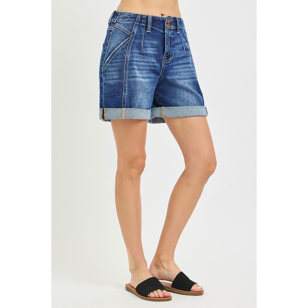 RISEN High Rise Seamed Roll Up Shorts - Medium - Picture 3 of 7
